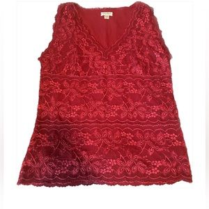 One West red lace top size LARGE